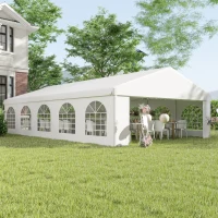Outsunny Gazebo da Giardino 10x6m con Pareti Rimovibili e Finestre, Acciaio e Poliestere(m-10)