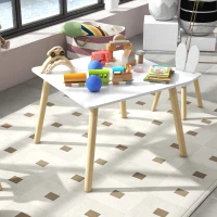 AIYAPLAY Set Tavolo e 2 Sedie per Bambini con Schienale a Orecchie di Coniglio, Età 3-6 Anni, Bianco(m-8)