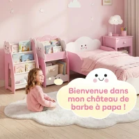 AIYAPLAY Meuble rangement enfant 3 à 8 ans, rangement jouets enfant modulaire avec porte-magazines à 4 étagères, rose(m-7)