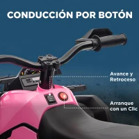 HOMCOM Quad Eléctrico para Niños 12 V para Niños de 3 a 5 Años con 2 Motores Suspensión 3-8 km/h Música Faros LED USB Rosa(m-6)
