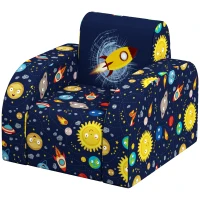 AIYAPLAY Foldable Toddler Chair Soft Snuggle Sponge Filled for Bedroom Playroom, Aged 18 Months to 3 Years - Dark Blue(m-11)
