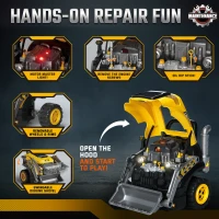 AIYAPLAY Kids Truck Engine Toy, Excavator Toy Steering Wheel with Spray, Lights and Sounds for 3-6 Years Boys Girls, Yellow(m-4)
