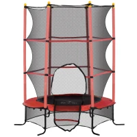 HOMCOM Trampoline Enfant Ø 1,63 × 1,9H m Filet de sécurité Porte zipée Couvre-Ressorts 6 poteaux rembourrés Inclus Rouge(m-12)