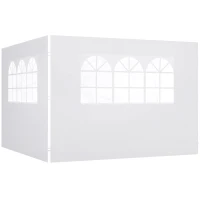 Outsunny Parois latérales de Rechange Barnum tonnelle 3 x 3 ou 3 x 6 m 2 pièces 2 Grandes fenêtres Blanc(m-1)