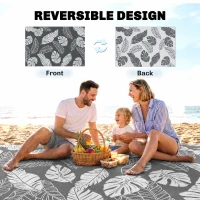 Outsunny Plastic Straw Reversible RV Outdoor Rug with Carry Bag, 182 x 274cm, Grey and White(m-7)