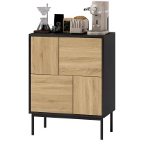 HOMCOM Buffet salon meuble de rangement armoire de cuisine portes à pousser et 4 placards style moderne 60 x 35 x 78 cm, noir(m-12)