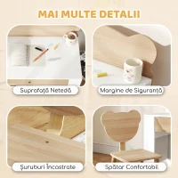AIYAPLAY Set birou pentru copii cu sertar și scaun cu spătar ursuleț, 3-8 ani, culoare lemn(m-6)