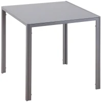 HOMCOM Table à manger pour 4 personnes, table de cuisine avec plateau en verre trempé et pieds en métal, 75 x 75 x 75 cm, gris(m-11)