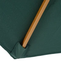 Outsunny Ombrellone da Giardino 3x2.5 m con Apertura a Corda, 8 Stecche, in Legno e Poliestere Verde Scuro(m-8)