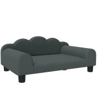 PawHut Canapea pentru câini cu cotiere de susținere, din lemn și țesătură French Terry, 66 x 42 x 28,5 cm, gri închis(m-1)