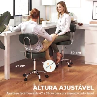 HOMCOM Banco com Rodas Giratório em Couro Sintético com Encosto e Altura Ajustável para Spa, Escritório e Tatuagens Preto(m-4)