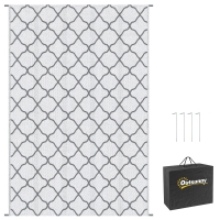 Outsunny Reversible Outdoor Rug with Carry Bag, Waterproof Plastic Straw Mat for Garden, Deck, RV, Picnic, Beach, Camping, 182 x 274cm, Grey