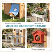 AIYAPLAY Cabane enfant extérieur en bois, maison enfant extérieure/intérieure avec chatière, cuisine de jeu, marron(m-5)