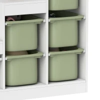 AIYAPLAY Meuble de rangement pour jouets des enfants avec 6 bacs amovibles, 3 niveaux de rangement, 96 x 38,5 x 90, vert(m-13)