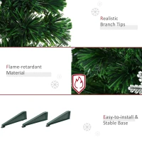 HOMCOM 3FT Green Fibre Optic Artificial Christmas Tree Xmas Colourful LED Scattered Tree with Snowflakes Ornaments Fireproofing(m-5)