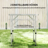Outsunny Campingtisch Klapptisch Universaltisch Koffertisch Gartentisch Falttisch höhenverstellbar Alu + MDF Weiß 60 x 45 x 47,5/64 cm(m-6)