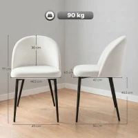 HOMCOM Lot de 2 chaises salle à manger chaise de cuisine scandinave chaise en velours rembourrée avec pieds effilés en métal(m-3)