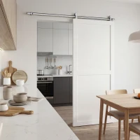 HOMCOM Sliding Door Hardware Kit Smooth Quiet 304 Stainless Steel for 200cm Track Sliver Tone(m-9)