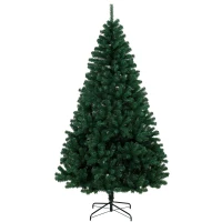 HOMCOM 7ft Artificial Christmas Tree, Fir Hinged Xmas Tree with 1100 Branch Tips, Foldable Steel Stand, Green(m-15)