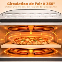HOMCOM Four à Pizza Électrique d'Intérieur 2200 W jusqu'à 430°C, Pierre en Céramique Ø30,5 cm, Minuteur 60 min, Noir(m-7)