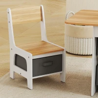 AIYAPLAY Set Tavolo Bambini con 2 Sedie, 6 Cassetti, 3-8 Anni, in Legno, per Cameretta Soggiorno, Color Legno(m-5)