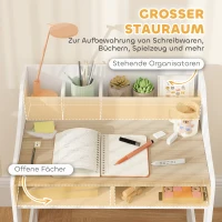 AIYAPLAY Kinder schrijftafelset met opbergruimte, open vakken, stoel, 3-8 jaar, hout(m-5)