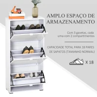 HOMCOM Armário de Sapatos Moderno Sapateira para Corredor Entrada com 6 Prateleiras de Armazenamento Espaço de Exibição 60x26x124cm Branco(m-4)