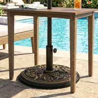 Outsunny 9kg Garden Parasol Base, Round Resin Cast Iron Effect Sun Umbrella Base, Outdoor Umbrella Stand for 38mm or 48mm Outdoor Umbrella Poles, Bronze Tone(m-14)