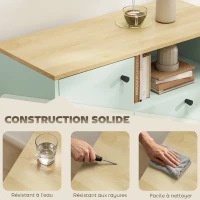 HOMCOM Buffet salon, meuble de rangement avec porte, 2 tiroirs, compartiment ouvert et étagère réglable, vert clair et chêne(m-6)
