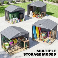 Outsunny 7.9ft x 6.2ft Aluminium Frame and Plastic Wall Shed, with Foundation - Grey(m-9)