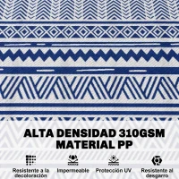 Outsunny Alfombra Reversible 182x274 cm Estilo Moderno para Terraza Balcón Patio Camping Playa Azul Oscuro y Blanco(m-4)