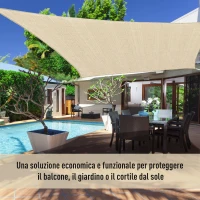 Outsunny Tenda Parasole Quadrata per Esterni in HDPE Traspirante, Protezione Raggi UV 95%, 360x360 cm(m-6)