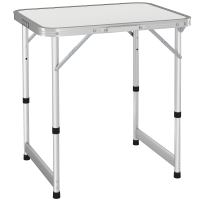 Outsunny Campingtisch Klapptisch Universaltisch Koffertisch Gartentisch Falttisch höhenverstellbar Alu + MDF Weiß 60 x 45 x 47,5/64 cm
