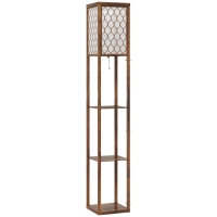 HOMCOM Three-Shelf Standing Lamp - Rustic Brown/White