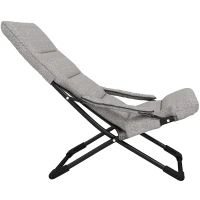 Outsunny Chaise pliante extérieur, chaise pliante camping avec coussin épais rembourré et accoudoir, gris(m-11)