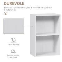 HOMCOM Libreria Bassa in Legno, Mobiletto Multiuso Design Moderno Bianco con Ripiano Regolabile 40x24x61cm(m-4)