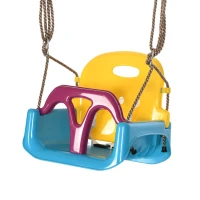 Outsunny Altalena Bambini 3 in 1 da Interno ed Esterno, Corda Regolabile e Cintura di Sicurezza, Età 9-36 Mesi, Blu(m-11)