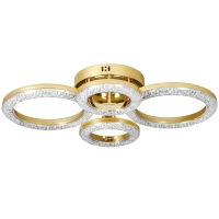 HOMCOM 4-Ring LED Ceiling Light, Flush Mount Ceiling Light with 3 Colour Temperatures, Gold Tone
