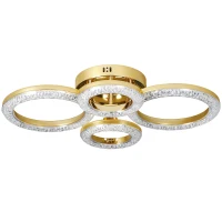 HOMCOM 4-Ring LED Ceiling Light, Flush Mount Ceiling Light with 3 Colour Temperatures, Gold Tone(m-1)