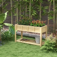 Outsunny Jardinière sur pieds avec séparateur amovible, étagère, Inserts d'irrigation, feutre de drainage 115L x 46l x 75H cm(m-10)
