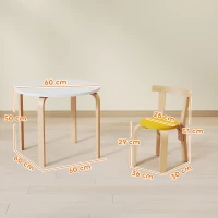 AIYAPLAY Set masă și scaune pentru copii 3-8 ani, 5 piese, cu margini rotunjite, din lemn multicolor(m-3)