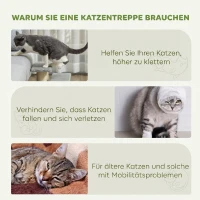 PawHut Hondentrap met 3 treden, 34 cm hoog, huisdiertrap voor katten en honden, opstaphulp voor bed, bank en sofa, grijs(m-7)