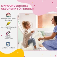 AIYAPLAY Schommelpaard in Eenhoornontwerp, met Geluidseffecten, Zachte Zitplaats, voor Kinderen van 2-4 Jaar, Wit(m-8)