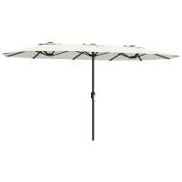 Outsunny Parasol de jardin extérieur, grand parasol double 4,6 m avec manivelle et protection UV50+, housse de protection, crème(m-1)