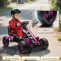 AIYAPLAY Kart cu pedale pentru copii, karting copii 3-6 ani cu ambreiaj automat, frână, roți EVA antiderapante, roz(m-6)