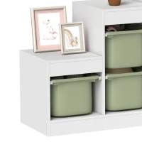 AIYAPLAY Meuble de rangement pour jouets des enfants avec 6 bacs amovibles, 3 niveaux de rangement, 96 x 38,5 x 90, vert(m-11)