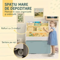 AIYAPLAY Bibliotecă pentru copii cu vârsta între 3-8 ani, cu 3 rafturi și sertar inferior, din MDF, 62,5x30x70 cm, alb(m-4)