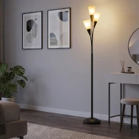 HOMCOM Modern Standing Lamp, 3-Light Upright Floor Lamps for Living Room, Black(m-8)