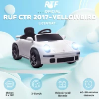 AIYAPLAY Mașină electrică pentru copii, vehicul electric 12V, telecomandă 2,4G, faruri, muzică, claxon, 103 x 55 x 44 cm, alb(m-8)