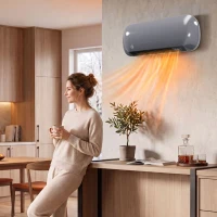 HOMCOM 2000W Ceramic Electric Heater with Fan, Adjustable Thermostat, Wall Mounted - Grey(m-8)